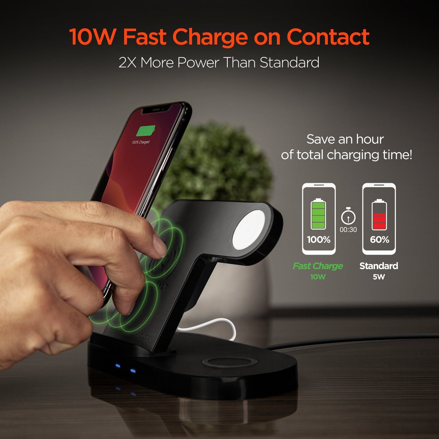 Hypergear 3-in-1 Wireless Charging Dock Black (15328-HYP)